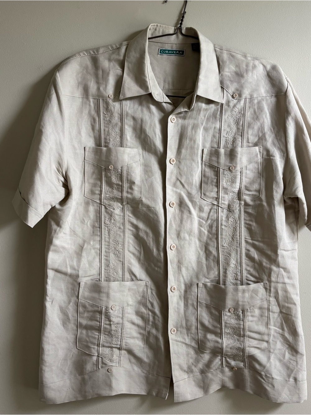 Cubavera Linen-Blend Short-Sleeve Guayabera in Cream
